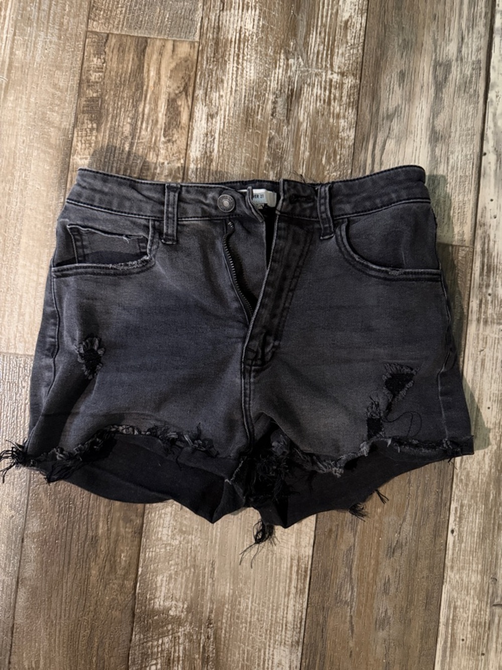 Black Distressed Women's Denim Shorts